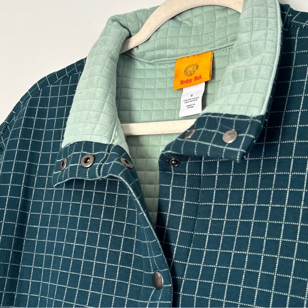 Ruby Rd Windowpane Checkered Relaxed Fit Snap Front Jacket Shacket Size Small - Picture 7 of 15